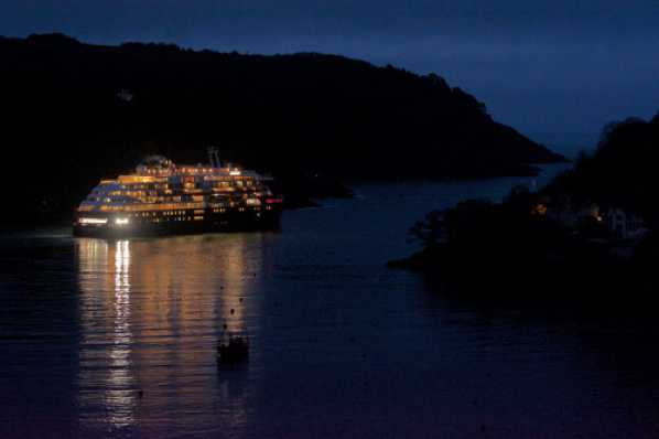 04 March 2020 - 18-28-14 
Cruise ship Fridtjof Nansen departs from Dartmouth, Devon passing out to sea past Kingswear Castle. Off out to the cruel open sea.
-------------- 
Cruise ship Fridtjof Nansen visits Dartmouth
